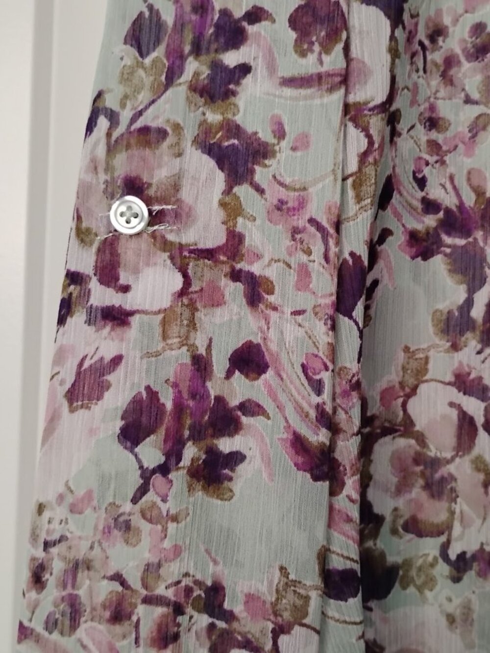KUT from the Kloth Women's Mint Purple Floral Long Sleeve Button Front Blouse XL - Picture 4 of 5